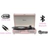 Vitrola Toca Discos Vinil Bluetooth USB Auxiliar Reproduz e Grava Em Mp3 Rosa Bivolt Sonetto Chrome - 2