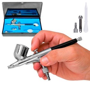 Pistola de Pintura Aerografo PDR PRO-575 Gravidade 7ml Bico 0,3mm Gatilho Ar e Tinta