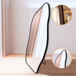 Espelho Grande Corpo Inteiro com Moldura Metal Orgânico Decorativo 170x70cm Luxo Preto - 2