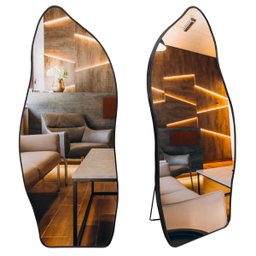 Espelho Grande Corpo Inteiro com Moldura Metal Orgânico Decorativo 170x70cm Luxo Preto - 1