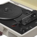 Ver imagem 3 de Vitrola Toca Discos Vinil Retro Bluetooth USB Auxiliar Reproduz e Grava Em Mp3 Bivolt Vintage Raveo