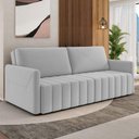 Ver imagem 6 de Sofá Cama Retrátil para Sala de Estar 220cm Porthos M03 Veludo Cinza - Lyam Decor