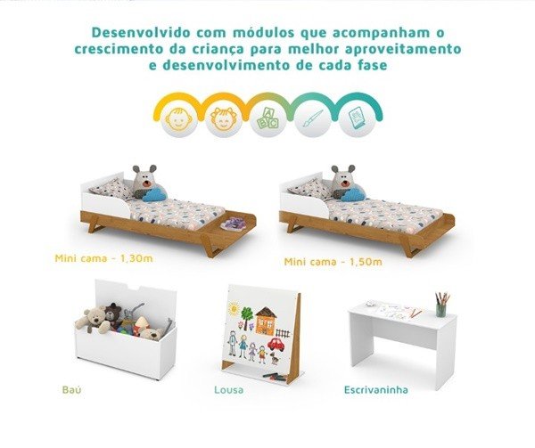 Berço Multifuncional Bkids Branco Soft Freijó Eco Wood - 7