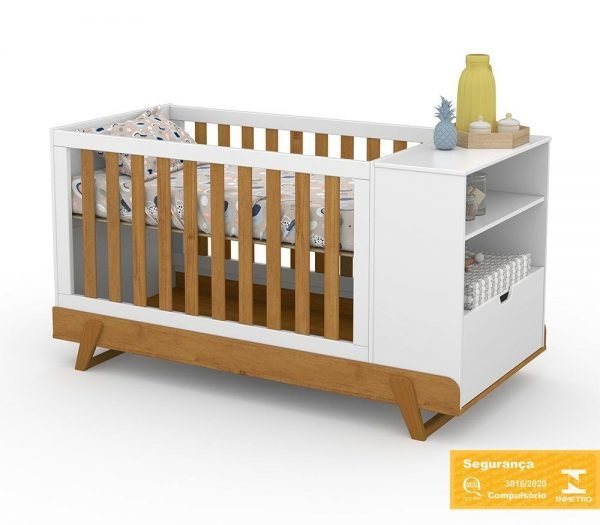 Berço Multifuncional Bkids Branco Soft Freijó Eco Wood - 8