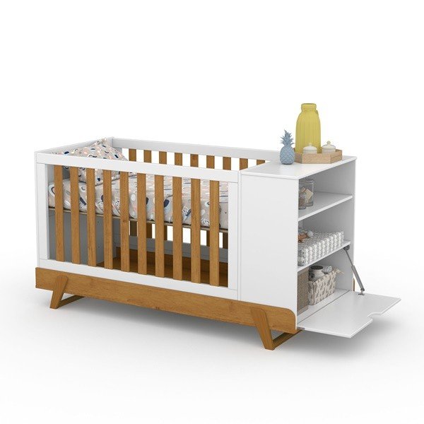 Berço Multifuncional Bkids Branco Soft Freijó Eco Wood - 2