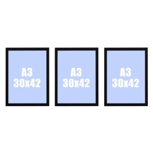 Kit 3 Molduras Moldufoto 30x42 (a3) Linha Básica 2cm Preta.