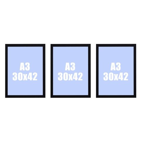 Kit 3 Molduras Moldufoto 30x42 (a3) Linha Básica 2cm Preta.