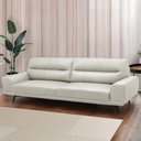 Ver imagem 1 de Sofá Decorativo Ashton 3 Lugares Sala de Estar 256cm Pés em Aço Couro Off White G88 - Gran Belo