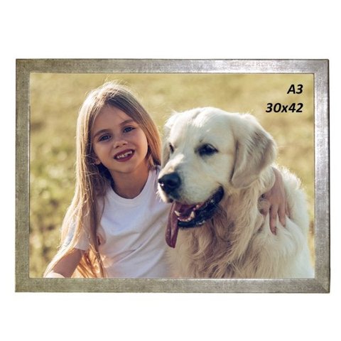 Porta-retrato Moldufoto para Fotos 30 X 42 (a3) Moldura Lisa de 2 Cm - Prata Envelhecida