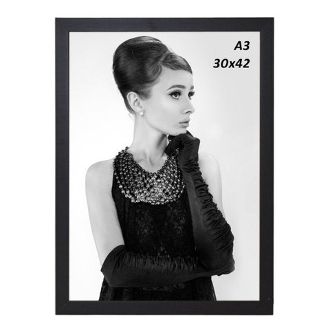 Porta-retrato Moldufoto para fotos 30 x 42 (A3) moldura lisa de 2 cm - Preto