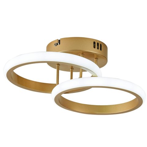 Plafon Selene Redondo Dourado 32cm Led 18w 3 em 1 Bivolt Paris Luz