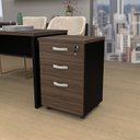 Ver imagem 2 de Gaveteiro Volante para Escritório 2 Gavetas + Gaveta para Pasta - Nogal