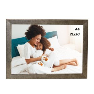 Porta-retrato Moldufoto para Fotos 21 X 30 (a4) Moldura Lisa de 2 Cm - Prata Envelhecida