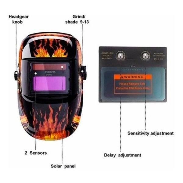 Mascara de Solda Solar Anti Reflexo Epi Proteçao Uv Escurecimento Automatico Soldador Eletrodo - 2