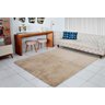 Tapete Peludo Macio Sala e Quarto 2,00x1,40 Bege Liso - 1