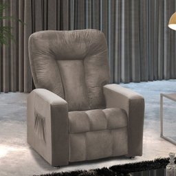 Poltrona Reclinável do Papai para Sala de Estar MX-5 Pallas Veludo Marrom Claro - Vee Decor - 3