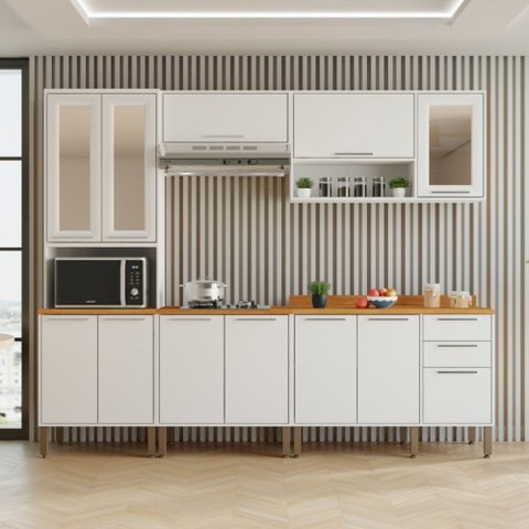 Cozinha Completa 12 Portas Cooktop 5 Bocas Paris 5 Peças Salleto:branco