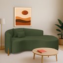 Ver imagem 1 de Divã Recamier Curvo Sala de Estar Recepção Inglaterra 180cm Pés Madeira Lado Direito Linho Verde