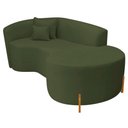 Ver imagem 6 de Divã Recamier Curvo Sala de Estar Recepção Inglaterra 180cm Pés Madeira Lado Direito Linho Verde