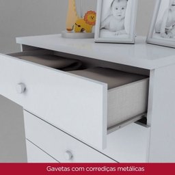 Cômoda Infantil Henn Bala de Menta 5 Gavetas Branco I710-10 - 3