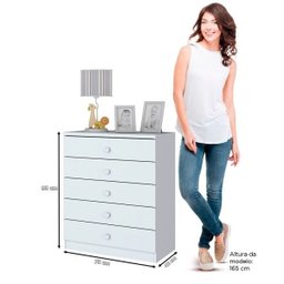 Cômoda Infantil Henn Bala de Menta 5 Gavetas Branco I710-10 - 5