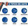 Esguicho Hidropistola 6 Jatos + Engate Rápido 3/4" e 5/8" + Bico Torneira + Torneira de Metal para J - 9