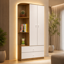 Ver imagem 1 de Guarda Roupa Infantil Labirinto Henn 2 Portas 2 Gavetas MDF MDP Branco Rústico 180cm