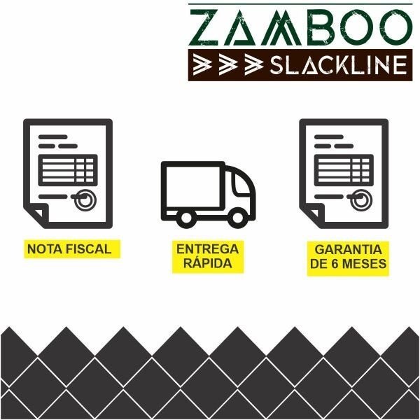 Slackline Zamboo Pro Black 20 mts Preto + Protetor + Bolsa + Backup - 6