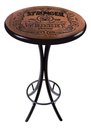 Ver imagem 1 de Mesa Bistrô Alta Redonda 60cm Madeira Maciça Pirografada Stronger Whiskey com Borda Preta - Empório
