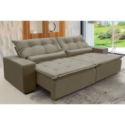 SOFÁ CANADÁ RETRATIL E RECLINAVEL 2,32 MTS SUEDE CASTOR SD ESTOFADOS - 1