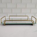 Ver imagem 6 de Bandeja Retangular Espelhada 26x17cm Bandeja Decorativa Pequena Dourado