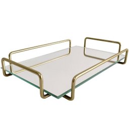 Bandeja Retangular Espelhada 26x17cm Bandeja Decorativa Pequena Dourado - 1