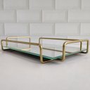 Ver imagem 4 de Bandeja Retangular Espelhada 26x17cm Bandeja Decorativa Pequena Dourado