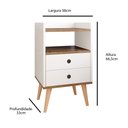 Ver imagem 5 de Mesa de Cabeceira Moderna Mesinha Canto Quarto Apoio Cama 2 Gavetas e Nicho Decoração Retrô Dream