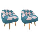 Ver imagem 1 de Kit 02 Poltrona Paloma Escritório Sala Pé Palito Suede Azul Turquesa e Suede Rosa Bebê - Dominic Dec