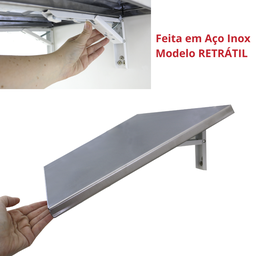 Mesa Prateleira Aço Inox Dobrável 50 X 40cm, Móvel, Retrátil Ajustável. Absoluto Metais - 3