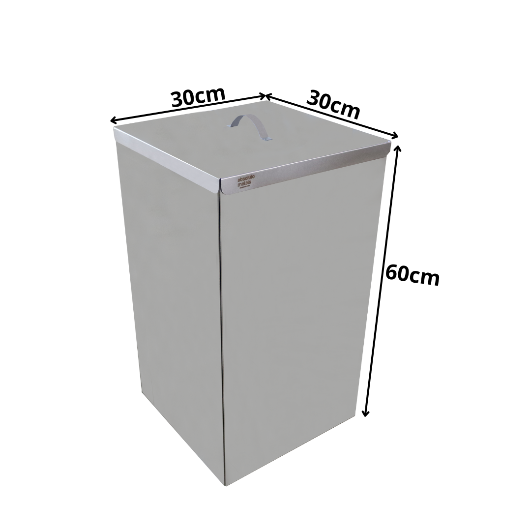 Lixeira Quadrada em Aço Inox com Tampa Aro Aberta 50 Litros. Absoluto Metais - 3