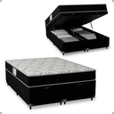 Ver imagem 1 de Cama Box Baú Casal Bipartido + Colchão D33 One Face - 61x138x188cm - e-Shop Casa - Suede