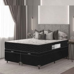 Cama Box Baú Casal Bipartido + Colchão D33 One Face - 61x138x188cm - E-shop Casa - Suede - 2