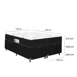 Cama Box Baú Casal Bipartido + Colchão D33 One Face - 61x138x188cm - E-shop Casa - Suede - 3