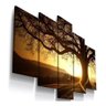 Conjunto 5 Quadros Paisagem Arvore Entardecer Sala Quarto - 1