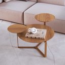 Ver imagem 1 de Mesa de Centro Industrial Chanfrada Artesano 83 Cm (larg) 3 Tampos Mdp Hanover (mel) Pé Aço