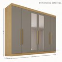 Ver imagem 4 de Guarda-Roupa Casal 100% MDF com Espelhos 6 Portas e 6 Gavetas 274cm Multimóveis Madeirado/Cinza