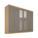 Ver imagem 2 de Guarda-Roupa Casal 100% MDF com Espelhos 6 Portas e 6 Gavetas 274cm Multimóveis Madeirado/Cinza