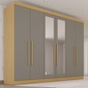Ver imagem 1 de Guarda-Roupa Casal 100% MDF com Espelhos 6 Portas e 6 Gavetas 274cm Multimóveis Madeirado/Cinza