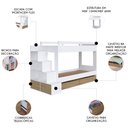 Ver imagem 3 de Beliche Infantil com Escada e 4 Gavetas Infix C06 Branco/aveiro - Mpozenato