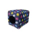 Ver imagem 1 de Cama Caminha Toca Pet Cães Gatos Casa Casinha Tunel Iglu M Macia Azul Patinhas Coloridas Agro Pet 2