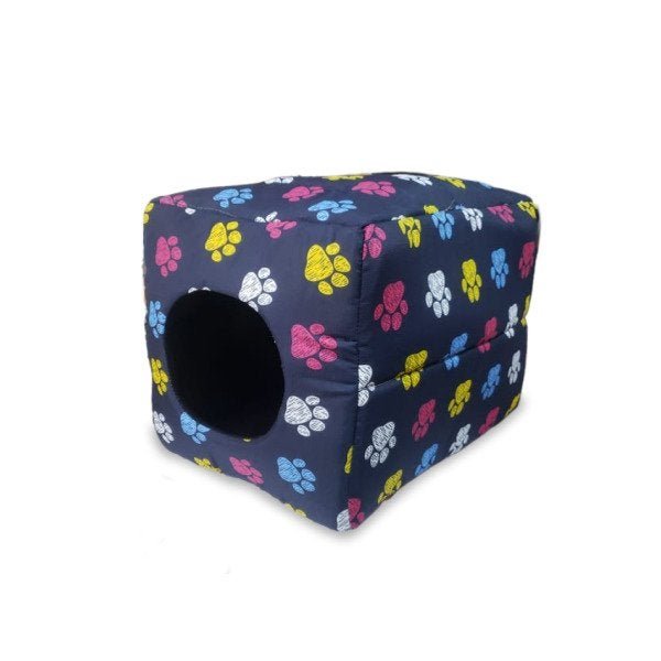 Cama Caminha Toca Pet Cães Gatos Casa Casinha Tunel Iglu M Macia Azul Patinhas Coloridas Agro Pet 2 