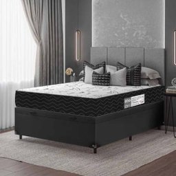 Cama Box Baú Viúva + Colchão D33 One Face - 61x128x188cm - E-shop Casa - Couro - 2