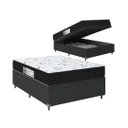 Ver imagem 1 de Cama Box Baú Viúva + Colchão D33 One Face - 61x128x188cm - E-shop Casa - Couro